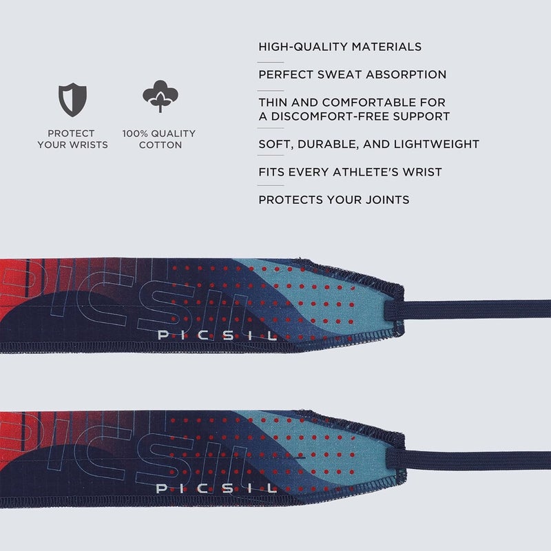 PICSIL Adjustable Wrist Support, Premium Fabric Weightlifting and Yoga Sweat Bands for Gym, for Women and Men, 1 Pair - Image 2